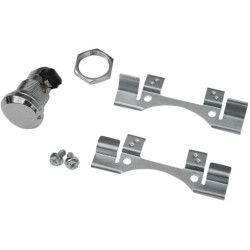 PartzBiz HD DS07030631 - Drag Specialties ชุดสลักประตูน้ำมันเชื้อเพลิงแบบปุ่มกด Chrome Harley Touring 92-16 | 0703-0631