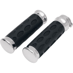 PartzBiz HD DS06300372 - Drag Specialties ปลอกแฮนด์ยางโครเมียมสำหรับ Harley Cable Throttle | 0630-0372