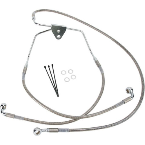 PartzBiz HD: 4417286-Drag Front Extended +4 Stainless Steel Brake Line for Harley 08-13 FLH/T Non ABS | 1741-2624 PartzBiz HD: 4417286-Drag Front Extended +4 Stainless Steel Brake Line for Harley 08-13 FLH/T Non ABS | 1741-2624