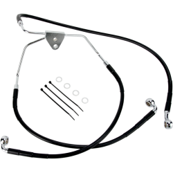 PartzBiz HD DS17412939 - Drag Specialties Front Lower Dual Disc Black Vinyl Stainless Steel Brake Line for Harley 09-13 FLH/T With ABS PartzBiz HD DS17412939 - Drag Specialties Front Lower Dual Disc Black Vinyl Stainless Steel Brake Line for Harley 09-13 FLH/T With ABS