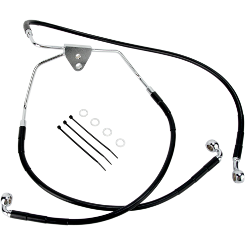 PartzBiz HD: 4417264-Drag Specialties Front Lower Dual Disc Black Vinyl Stainless Steel Brake Line for Harley 09-13 FLH/T With ABS