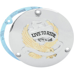 PartzBiz HD DS11070156 - Drag Specialties ทอง 3 รู Live to Ride Derby Cover Harley Big Twin 70-98 | 1107-0156