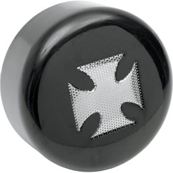 PartzBiz HD DS21070029 - Drag Specialties ฝาครอบแตร Maltese Cross Black สำหรับ Harley V-Twin พร้อมแตรกลาง | 2107-0029