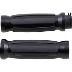 PartzBiz HD DS06302687 - Drag Specialties ปลอกหุ้มยางสีดำพื้นผิว Chrome Ends Harley Cable Throttle | DS-243105