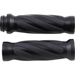 PartzBiz HD DS06302690 - Drag Specialties ปลอกหุ้มยางสีดำพื้นผิว Chrome Ends Harley Cable Throttle | DS-243105