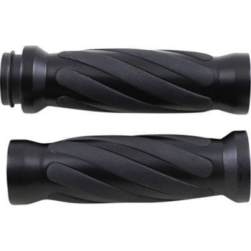 PartzBiz HD: 4417165-Drag Specialties Textured Black Rubber Grips Chrome Ends Harley Cable Throttle | DS-243105 PartzBiz HD: 4417165-Drag Specialties Textured Black Rubber Grips Chrome Ends Harley Cable Throttle | DS-243105