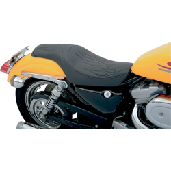 PartzBiz HD DS08040385 - Drag Specialties Predator Flame-Stitch Black Seat 4 Harley 82-03 XL Models | 0