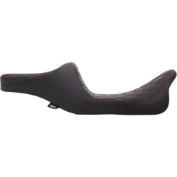 PartzBiz HD DS08011310 - Drag Specialties Predator III 2-Up Seat Red Double Diamond Harley Touring 97-07