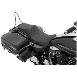 PartzBiz HD DS08011305 - Drag Specialties Predator III 2-Up Seat Silver Double Diamond Harley Touring 08-23