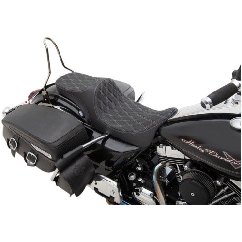 PartzBiz HD: 4417119-Drag Specialties Predator III 2-Up Seat Silver Double Diamond Harley Touring 08-23 PartzBiz HD: 4417119-Drag Specialties Predator III 2-Up Seat Silver Double Diamond Harley Touring 08-23