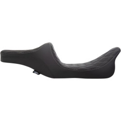 PartzBiz HD DS08011309 - Drag Specialties Predator III 2-Up Seat Silver Double Diamond Harley Touring 97-07