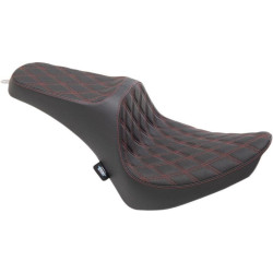 PartzBiz HD DS08021361 - Drag Specialties Predator III Red Double Diamond 2-Up Seat Harley Softail FX FL 00-17