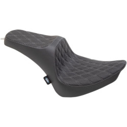 PartzBiz HD DS08021360 - Drag Specialties Predator III Silver Double Diamond 2-Up Seat Harley FL FX Softail 00-17