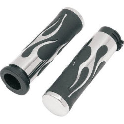 PartzBiz HD DS06300268 - ปลอกแฮนด์ยาง Drag Specialties พร้อม Chrome Flame Accents คันเร่งสาย Harley | 0630-0268 PartzBiz HD DS06300268 - ปลอกแฮนด์ยาง Drag Specialties พร้อม Chrome Flame Accents คันเร่งสาย Harley | 0630-0268