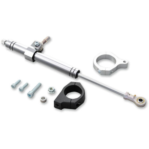 PartzBiz HD: 4417037-Drag Specialties Silver Front Steering Damper Kit for Harley Dyna FXD 06-17 | 0414-0527 PartzBiz HD: 4417037-Drag Specialties Silver Front Steering Damper Kit for Harley Dyna FXD 06-17 | 0414-0527