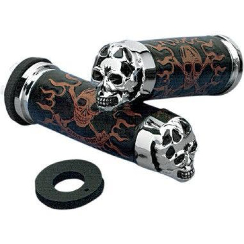 PartzBiz HD: 4417038-Drag Specialties Skull Grips Black Eyes for Harley Cable Throttle (Sleeve Incl.) | DS-243255 PartzBiz HD: 4417038-Drag Specialties Skull Grips Black Eyes for Harley Cable Throttle (Sleeve Incl.) | DS-243255