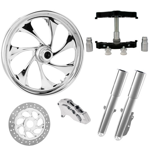 PartzBiz HD: 4416947-Drifter Chrome 23" Wheel Tire Single Side w/ Raked Triple Trees Lowers & Sliders | DRIFTER-SNGL-CHR-KIT-23PCKG