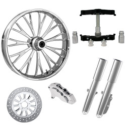 PartzBiz HD Dynasty Accent-SNGL-CHR-KIT-23PCKG - Dynasty Accent Chrome 23” ยางล้อเดี่ยวพร้อมต้นสามแฉกที่ลดสไลเดอร์ | Dynasty Accent-SNGL-CHR-KIT-23PCKG