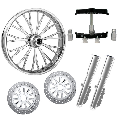 PartzBiz HD: 4416808-Dynasty Chrome 23” ยางล้อแบบ Dual Rotors พร้อม Raked Triple Trees ส่วนล่างและตัวเลื่อน | DYNASTY-DUAL-CHR-KIT-PCKG PartzBiz HD: 4416808-Dynasty Chrome 23” ยางล้อแบบ Dual Rotors พร้อม Raked Triple Trees ส่วนล่างและตัวเลื่อน | DYNASTY-DUAL-CHR-KIT-PCKG