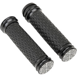 PartzBiz HD AN07-089 - Arlen Ness Black Ano ปลอกแฮนด์สัมผัสนุ่มสลักลาย Harley Throttle by Wire | 07-089