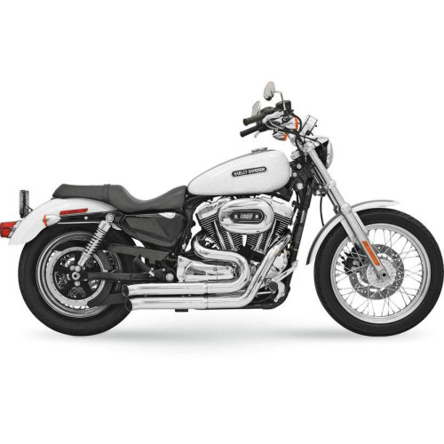PartzBiz HD: 4416425-Bassani Chrome Firepower Firesweep 2:2 Exhaust for Harley XL 04-13 Mid Controls | 14113D
