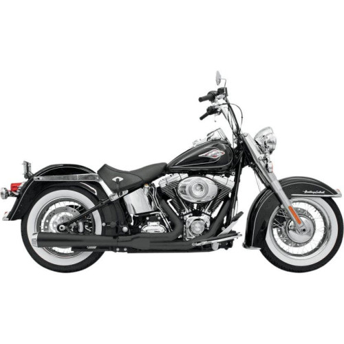 PartzBiz HD: 4416391-Bassani Black Road Rage 2 Into 1 Long Megaphone Exhaust Harley Softail 86-16 | 12121J