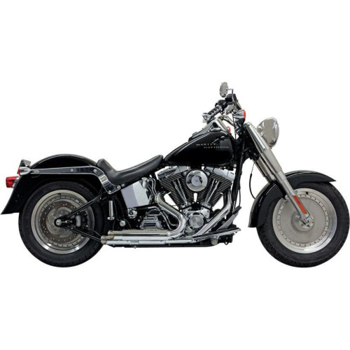PartzBiz HD: 4416366-Bassani Chrome Pro Street Slash Cut 2:2 Exhaust w/ Heat Shields Harley Softail | 1S24F