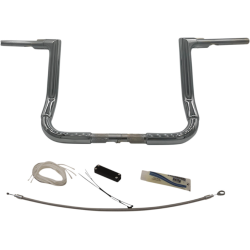 PartzBiz HD FBI-609112 - Fat Baggers Inc Chrome 1-1/2 EZ ติดตั้งแฮนด์แบบแบน 12” Harley FLH 08-13
