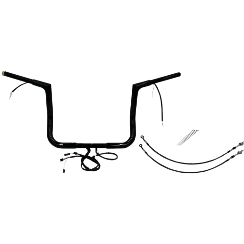 PartzBiz HD: 4416293-FBI Black 12" Flat Top Plug n Play EZ 1-1/4" Handlebar Kit Harley 16-20 FLH/T | 702212-B PartzBiz HD: 4416293-FBI Black 12" Flat Top Plug n Play EZ 1-1/4" Handlebar Kit Harley 16-20 FLH/T | 702212-B