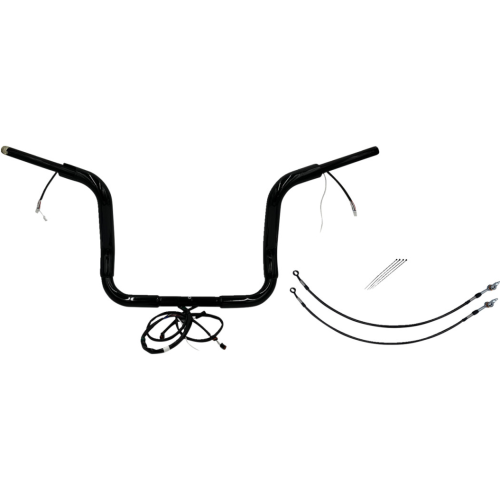PartzBiz HD: 4416266-FBI Black 12" Round Top Plug n Play EZ 1-1/2" Handlebar Kit Harley 16-20 FLH Touring | 802512-B