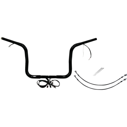 PartzBiz HD: 4416268-FBI Black 12" Round Top Plug n Play EZ 1-1/4" Handlebar Kit Harley 14-15 FLH/T | 901512-B PartzBiz HD: 4416268-FBI Black 12" Round Top Plug n Play EZ 1-1/4" Handlebar Kit Harley 14-15 FLH/T | 901512-B