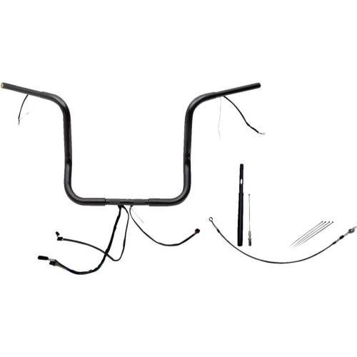 PartzBiz HD: 4416216-FBI Black 14" Round Top Plug n Play EZ 1-1/4" Handlebar Kit Harley 21-23 FLH/T | 912514-B