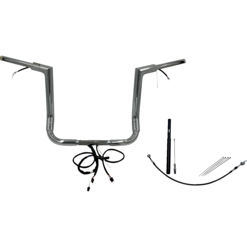 PartzBiz HD: 4416153-FBI Chrome 14" Flat Top Plug n Play EZ 1-1/2" Handlebar Kit Harley 21-23 FLH/T | 612014 PartzBiz HD: 4416153-FBI Chrome 14" Flat Top Plug n Play EZ 1-1/2" Handlebar Kit Harley 21-23 FLH/T | 612014
