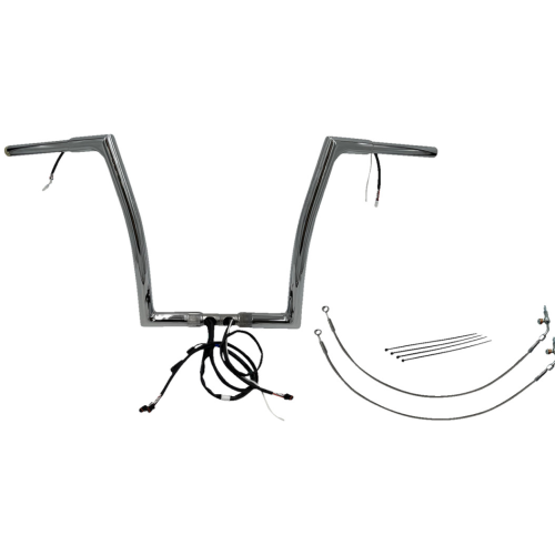 PartzBiz HD: 4416156-FBI Chrome 14" Flat Top Plug n Play EZ 1-1/4" Handlebar Kit Harley 15 FLTRX/S | 701914
