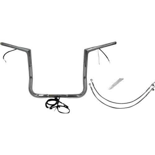 PartzBiz HD: 4416157-FBI Chrome 14" Flat Top Plug n Play EZ 1-1/4" Handlebar Kit Harley 16-20 FLH/T | 702214