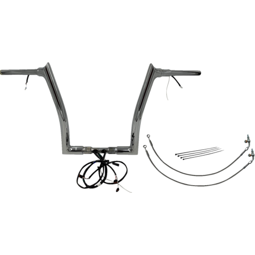 PartzBiz HD: 4416164-FBI Chrome 14" Pointed Top Plug n Play EZ 1-1/2" Handlebar Kit Harley 16-20 FLTRX/S FLTRU | 802314