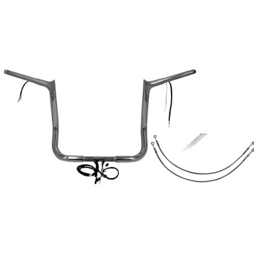 PartzBiz HD: 4416169-FBI Chrome 14" Pointed Top Plug n Play EZ 1-1/4" Handlebar Kit Harley 16-20 FLH/T | 902214