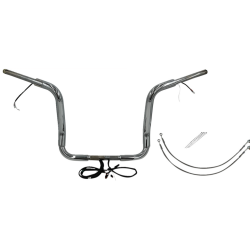 PartzBiz HD FBI-801514 - FBI Chrome 14" Round Top Plug n Play EZ 1-1/2" Handlebar Kit Harley 14-15 FLH Touring | 801514
