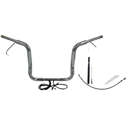 PartzBiz HD FBI-812414 - FBI Chrome 14" Round Top Plug n Play EZ 1-1/2" Handlebar Kit Harley 21-23 FLH Touring | 812414