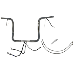 PartzBiz HD FBI-901514 - FBI Chrome 14" Round Top Plug n Play EZ 1-1/4" Handlebar Kit Harley 14-15 FLH/T | 901514