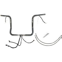 PartzBiz HD FBI-902514 - FBI Chrome 14" Round Top Plug n Play EZ 1-1/4" Handlebar Kit Harley 16-20 FLH/T | 902514