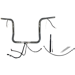 PartzBiz HD FBI-912514 - FBI Chrome 14" Round Top Plug n Play EZ 1-1/4" Handlebar Kit Harley 21-23 FLH/T | 912514