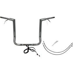 PartzBiz HD FBI-601216 - FBI Chrome 16" Flat Top Plug n Play EZ 1-1/2" Handlebar Kit Harley 14-15 FLH/T | 601216