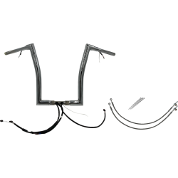 PartzBiz HD FBI-601316 - FBI Chrome 16" Flat Top Plug n Play EZ 1-1/2" Handlebar Kit Harley 15 FLTRX/S | 601316