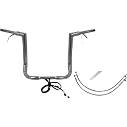PartzBiz HD FBI-602216 - FBI Chrome 16" Flat Top Plug n Play EZ 1-1/2" Handlebar Kit Harley 16-20 FLH/T | 602216