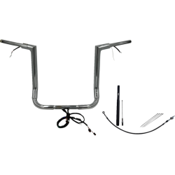 PartzBiz HD FBI-612016 - FBI Chrome 16" Flat Top Plug n Play EZ 1-1/2" Handlebar Kit Harley 21-23 FLH/T | 612016