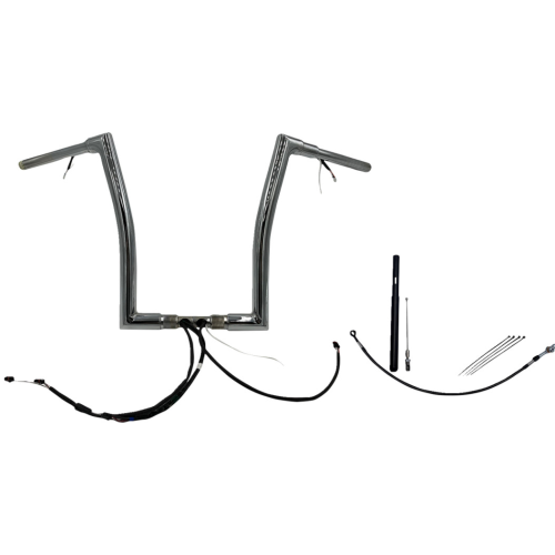 PartzBiz HD: 4416142-FBI Chrome 16" Flat Top Plug n Play EZ 1-1/2" Handlebar Kit Harley 21-23 FLTRX/S; FLTRU | 612916