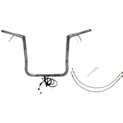 PartzBiz HD FBI-701216 - FBI Chrome 16" Flat Top Plug n Play EZ 1-1/4" Handlebar Kit Harley 14-15 FLH/T | 701216