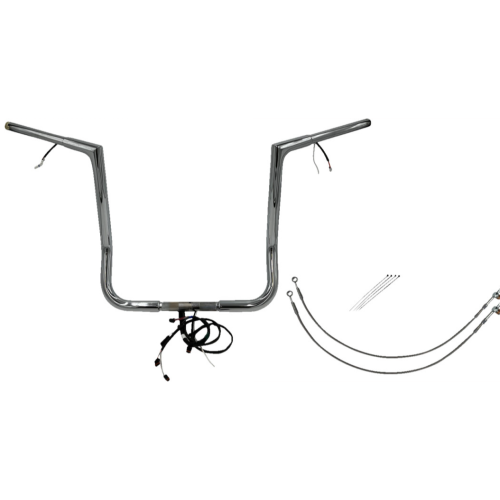 PartzBiz HD: 4416143-FBI Chrome 16" Flat Top Plug n Play EZ 1-1/4" Handlebar Kit Harley 14-15 FLH/T | 701216 PartzBiz HD: 4416143-FBI Chrome 16" Flat Top Plug n Play EZ 1-1/4" Handlebar Kit Harley 14-15 FLH/T | 701216