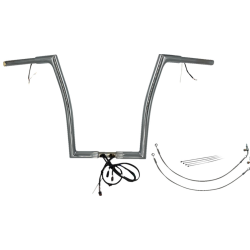 PartzBiz HD FBI-701916 - FBI Chrome 16" Flat Top Plug n Play EZ 1-1/4" Handlebar Kit Harley 15 FLTRX/S | 701916